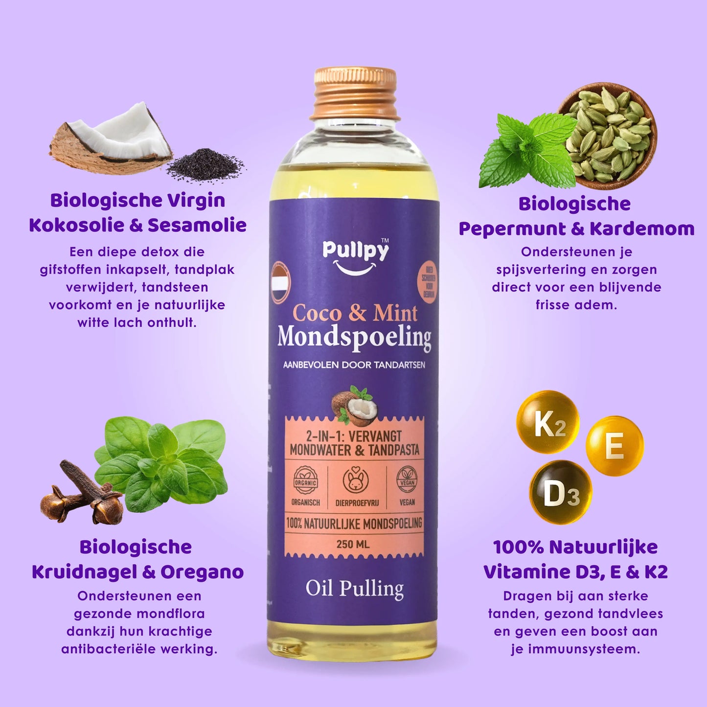 1 Fles 1 Tongschrapers 1 Tandborstels - Pullpy